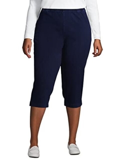 Women's Sport Knit High Rise Elastic Waist Pull On Capri Pants