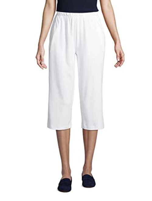 Lands' End Women's Sport Knit High Rise Elastic Waist Pull On Capri Pants