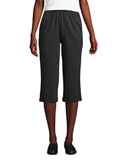 Lands' End Women's Sport Knit High Rise Elastic Waist Pull On Capri Pants