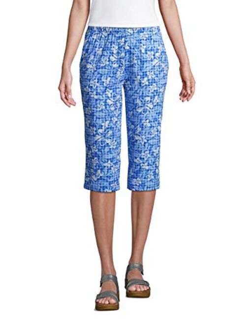 Lands' End Women's Sport Knit High Rise Elastic Waist Pull On Capri Pants