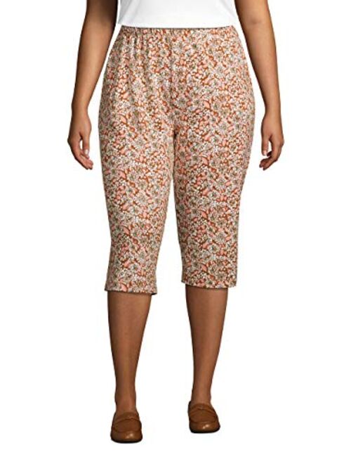 Lands' End Women's Sport Knit High Rise Elastic Waist Pull On Capri Pants