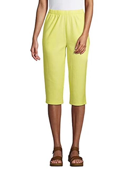 Lands' End Women's Sport Knit High Rise Elastic Waist Pull On Capri Pants