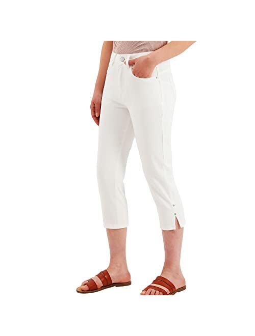 ThCreasa Womens Work Stretch Chino Capri Pants Straight Leg Casual Washed Pant Trousers with Pockets