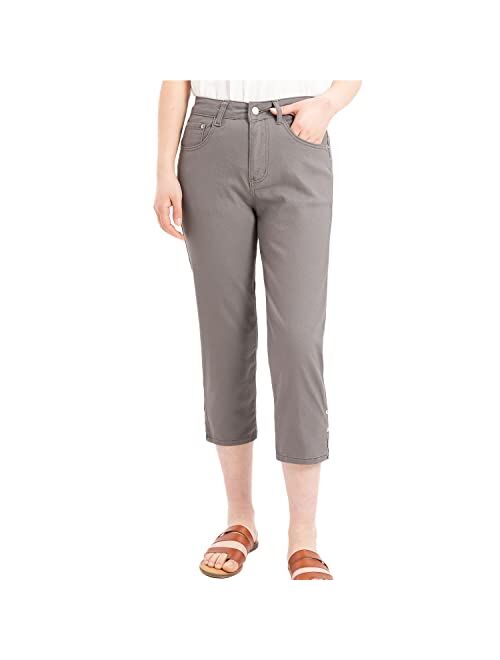 ThCreasa Womens Work Stretch Chino Capri Pants Straight Leg Casual Washed Pant Trousers with Pockets