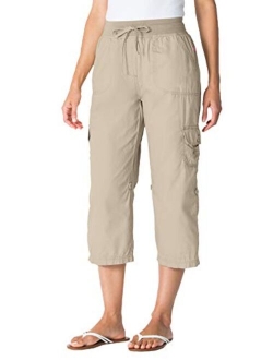 Women's Plus Size Convertible Length Cargo Capri Pant