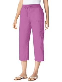 Women's Plus Size Convertible Length Cargo Capri Pant