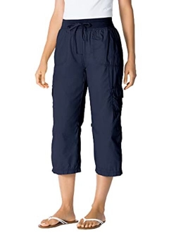 Women's Plus Size Convertible Length Cargo Capri Pant