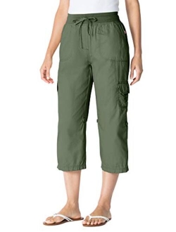 Women's Plus Size Convertible Length Cargo Capri Pant