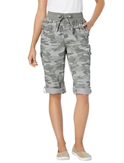 Women's Plus Size Convertible Length Cargo Capri Pant