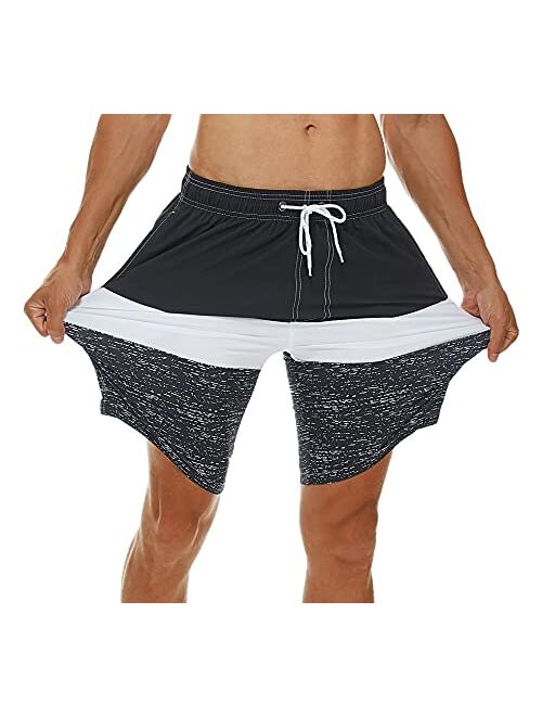 SILKWORLD Mens Swimming Shorts Quick Dry Beach Trunks Swimwear with Mesh Lining