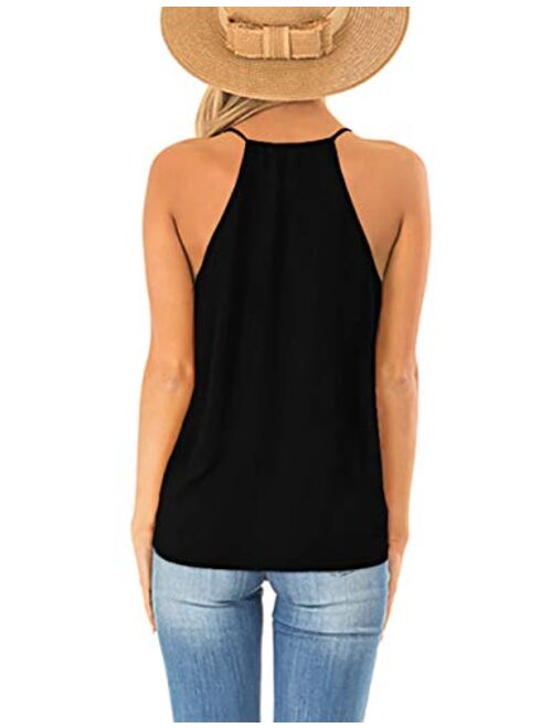 Aokosor Womens Deep V Neck Wrap Spaghetti Strap Tank Tops Summer Sleeveless Shirts Blouses