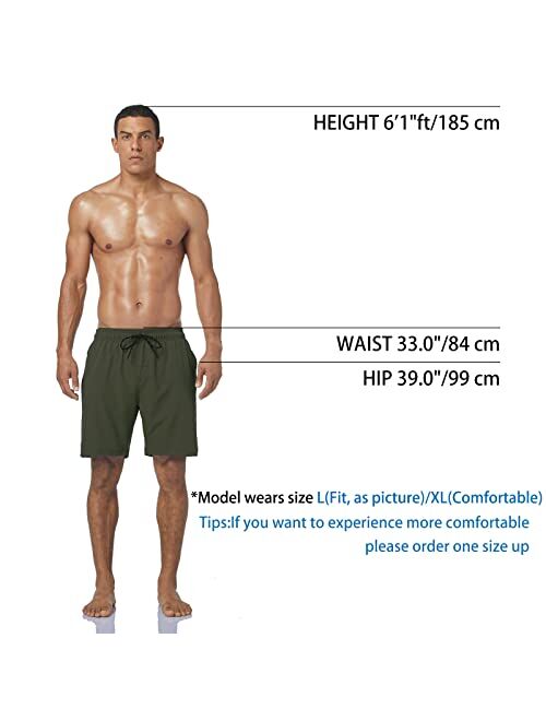 Flytop Mens Swim Trunks Quick Dry Board Shorts with Zipper Pockets Bathing Suit