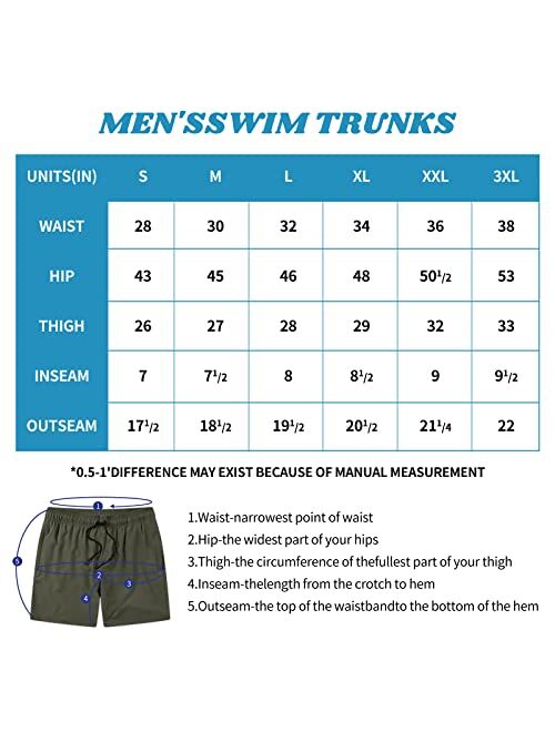 Flytop Mens Swim Trunks Quick Dry Board Shorts with Zipper Pockets Bathing Suit