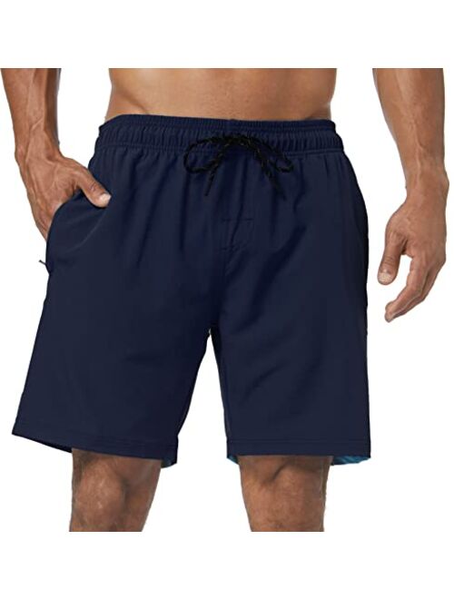 Flytop Mens Swim Trunks Quick Dry Board Shorts with Zipper Pockets Bathing Suit