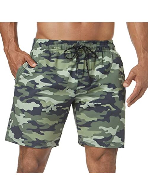 Flytop Mens Swim Trunks Quick Dry Board Shorts with Zipper Pockets Bathing Suit