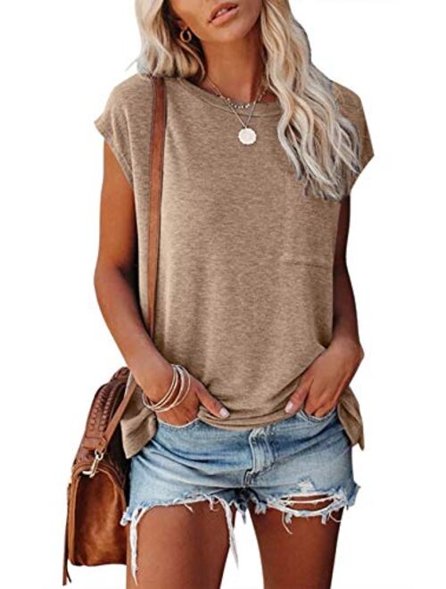 MIROL Women's Short Sleeve Tunic Tops Basic Loose T Shirts Solid Color Batwing Sleeve Casual Tee