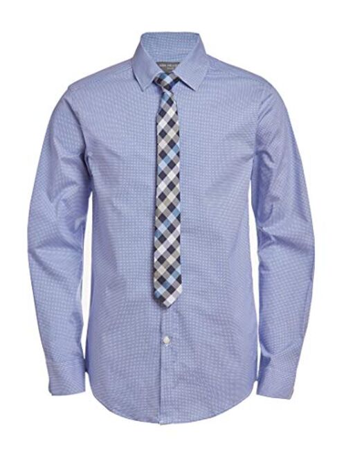 Van Heusen Boys' Big Long Sleeve Collared Button-Down Dress Shirt and Tie Set