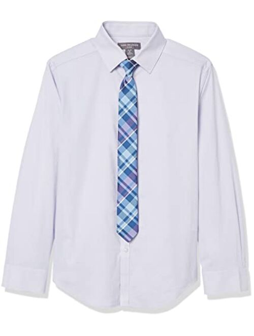 Van Heusen Boys' Big Long Sleeve Collared Button-Down Dress Shirt and Tie Set