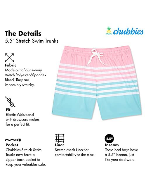 Chubbies Men’s Swim Trunks, Stretch Swimming Board Shorts, 5.5” Inseam