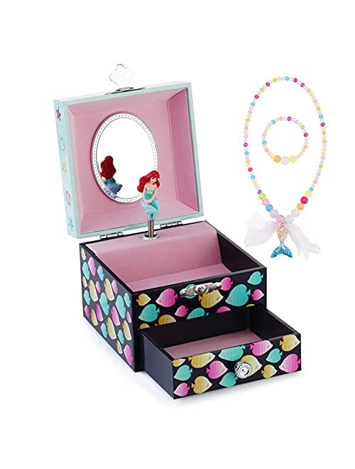 RR ROUND RICH DESIGN Kids Musical Jewelry Box for Girls with Drawer and Jewelry Set with Cute Princess Theme