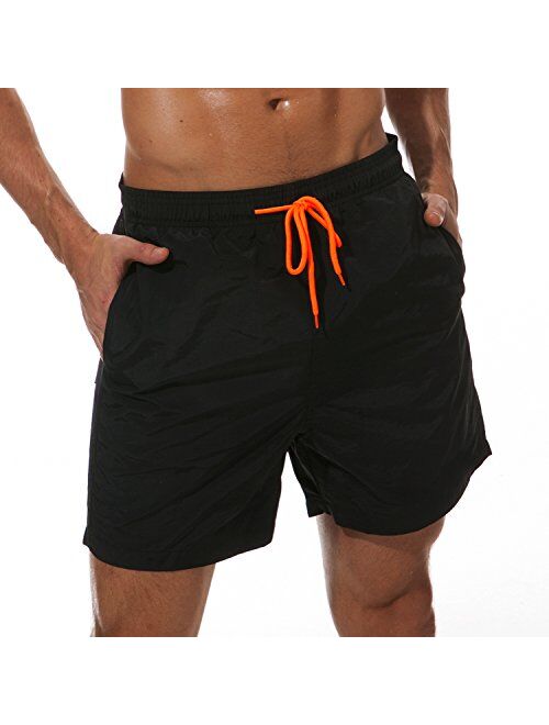 SILKWORLD Men's Swim Trunks Quick Dry Beach Shorts with Pockets