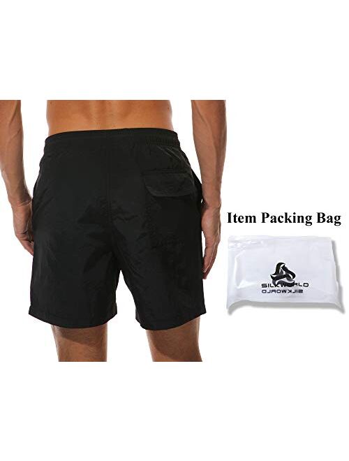 SILKWORLD Men's Swim Trunks Quick Dry Beach Shorts with Pockets