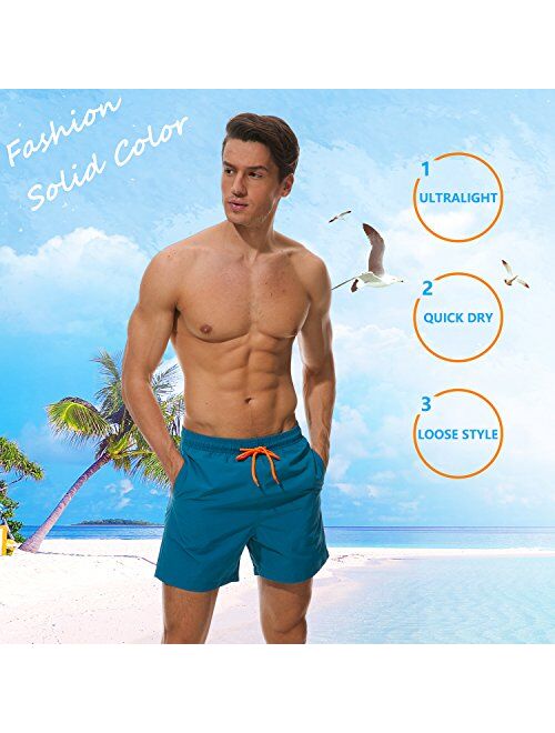 SILKWORLD Men's Swim Trunks Quick Dry Beach Shorts with Pockets