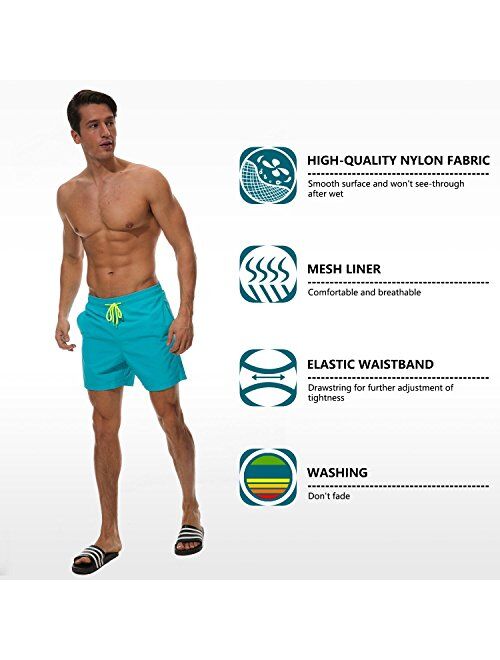 SILKWORLD Men's Swim Trunks Quick Dry Beach Shorts with Pockets