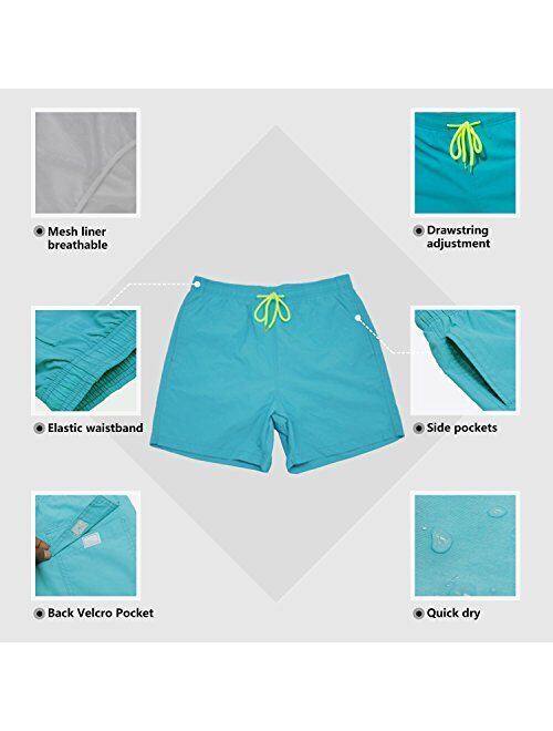 SILKWORLD Men's Swim Trunks Quick Dry Beach Shorts with Pockets