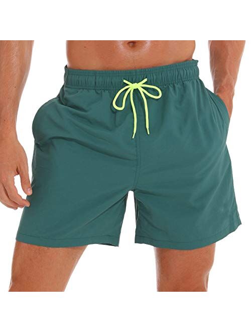 SILKWORLD Men's Swim Trunks Quick Dry Beach Shorts with Pockets