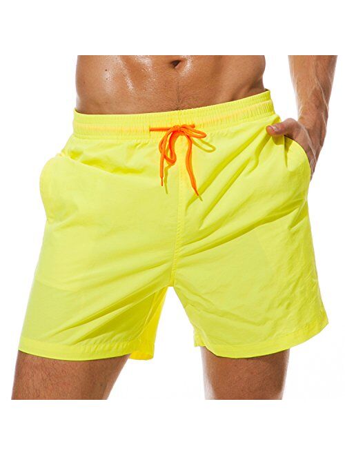 SILKWORLD Men's Swim Trunks Quick Dry Beach Shorts with Pockets