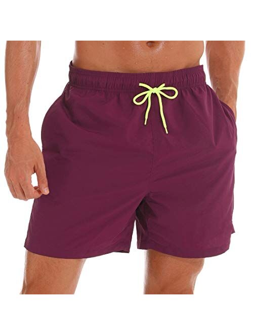 SILKWORLD Men's Swim Trunks Quick Dry Beach Shorts with Pockets