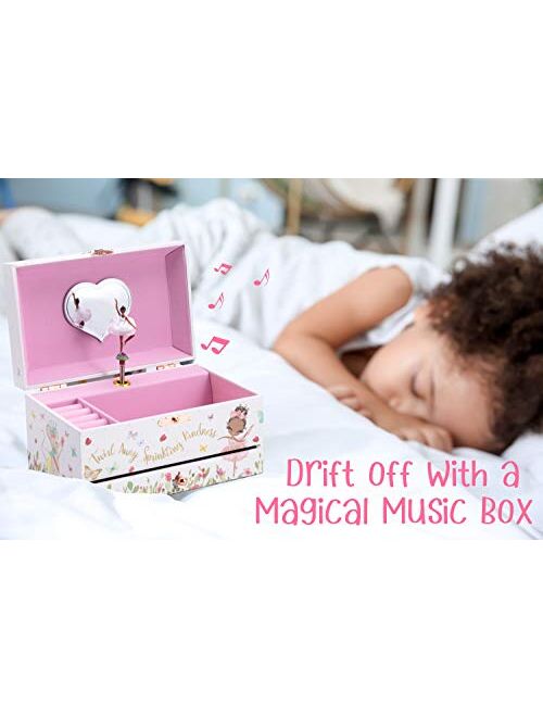 The Memory Building Company Musical Black Ballerina Jewelry Box for Girls & Little Girls Jewelry Set