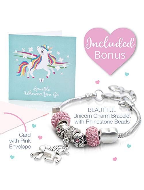 Amitie Lane Unicorn Jewelry Box for Girls - Two Unicorn Gifts for Girls Plus Augmented Reality App (STEM Toy) - Unicorn Music Box and Charm Bracelet