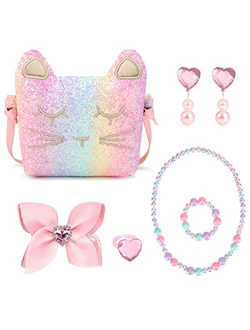 mibasies Purse for Little Girls Dress Up Jewelry Set Pretend Play Kids Accessories Gifts Presents