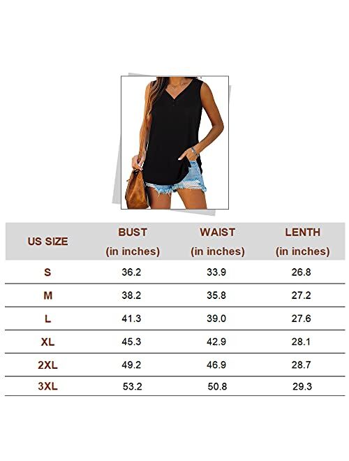 WEESO Womens Tank Tops Summer V Neck Sleeveless Shirts Button Up Loose Fit