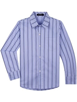 Spring&Gege Boys' Long Sleeve Plaid Poplin Button Down Shirt