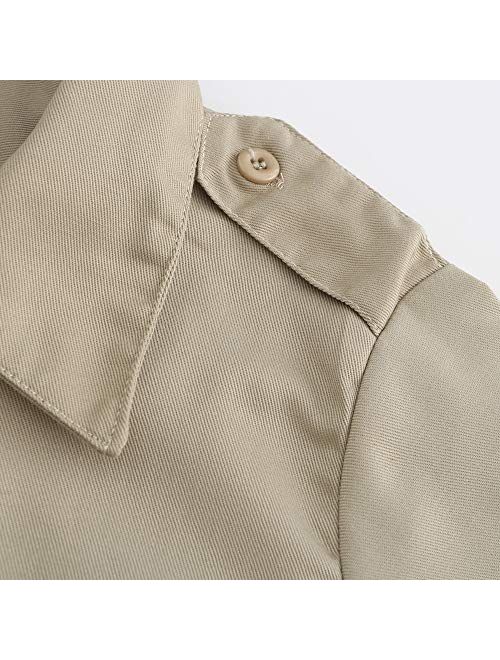 GRANDWISH Boys Short Sleeve Button-Down Shirt, Kids Work Shirt, Khaki 6-14