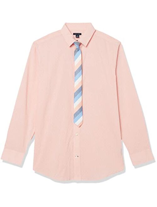 Tommy Hilfiger Boys' Long Sleeve Dress Shirt with Straight Tie, Collared Button-Down with Cuff Sleeves