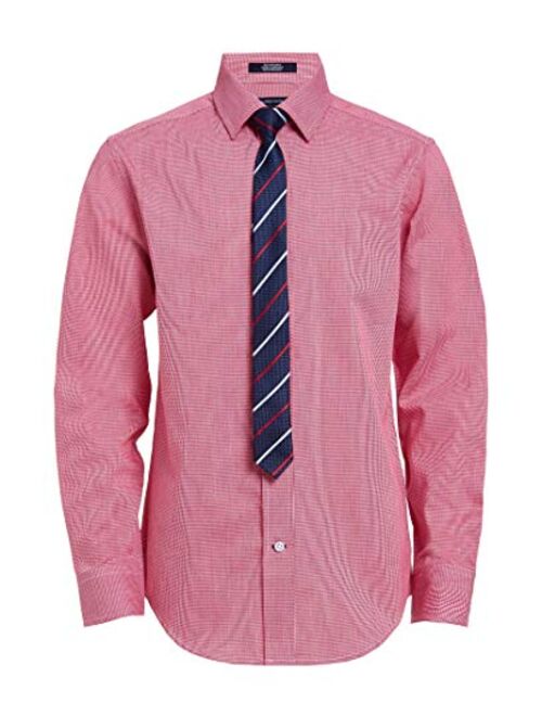 Tommy Hilfiger Boys' Long Sleeve Dress Shirt with Straight Tie, Collared Button-Down with Cuff Sleeves