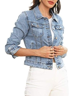 Utnisan Women's Jean Jacket Stretch Denim Jacket Coats