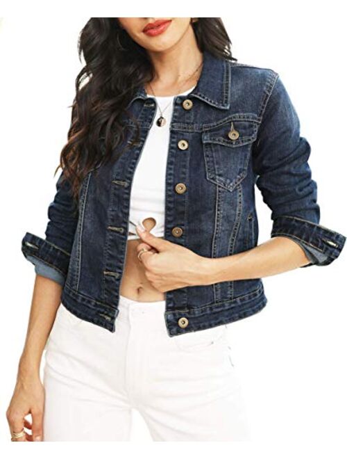 Buy Utnisan Women's Jean Jacket Stretch Denim Jacket Coats online ...