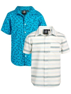 Boys' Shirt - 2 Pack Short Sleeve Button Down Summer Beach Shirt (S-XL)