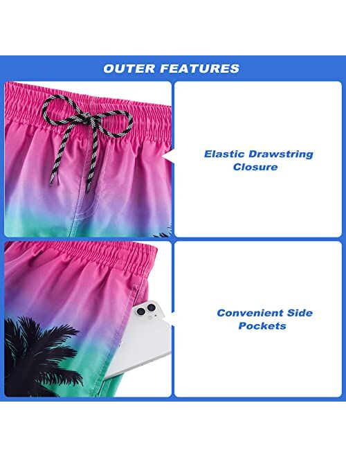 Cozople Men's Swim Trunks 5.5'' Compression Swim Shorts Quick Dry Swimwear Bathing Suits with Boxer Brief Liner