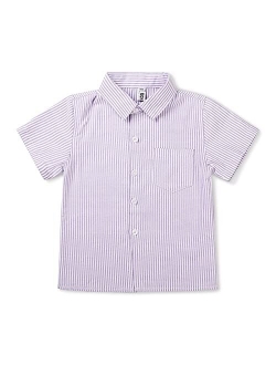 OCHENTA Men & Boys' Short Sleeve Button Down Oxford Shirt, Big Kids Casual Dress Tops 2T - XXL