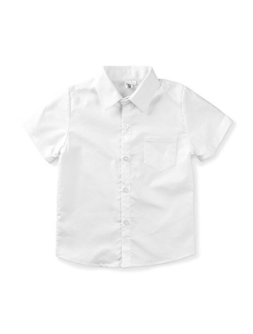 OCHENTA Men & Boys' Short Sleeve Button Down Oxford Shirt, Big Kids Casual Dress Tops 2T - XXL