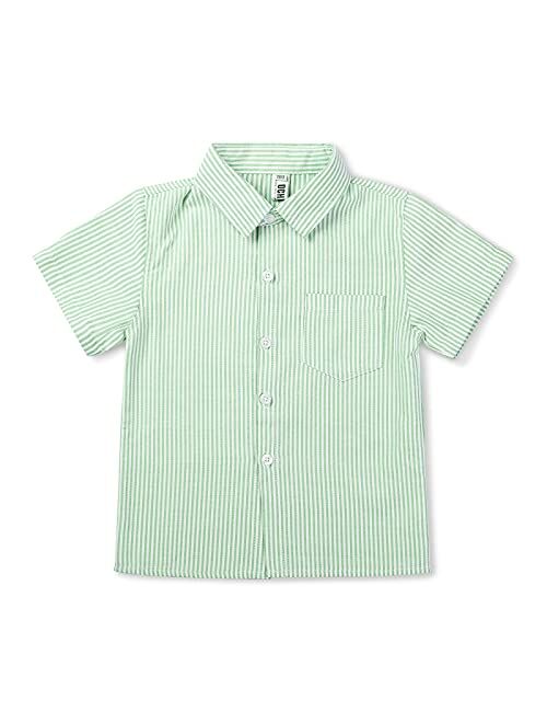 OCHENTA Men & Boys' Short Sleeve Button Down Oxford Shirt, Big Kids Casual Dress Tops 2T - XXL