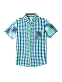 Tronjori Boys' Short Sleeve Button Down Woven Shirt