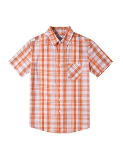 Tronjori Boys' Short Sleeve Button Down Woven Shirt