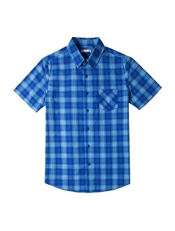 Tronjori Boys' Short Sleeve Button Down Woven Shirt